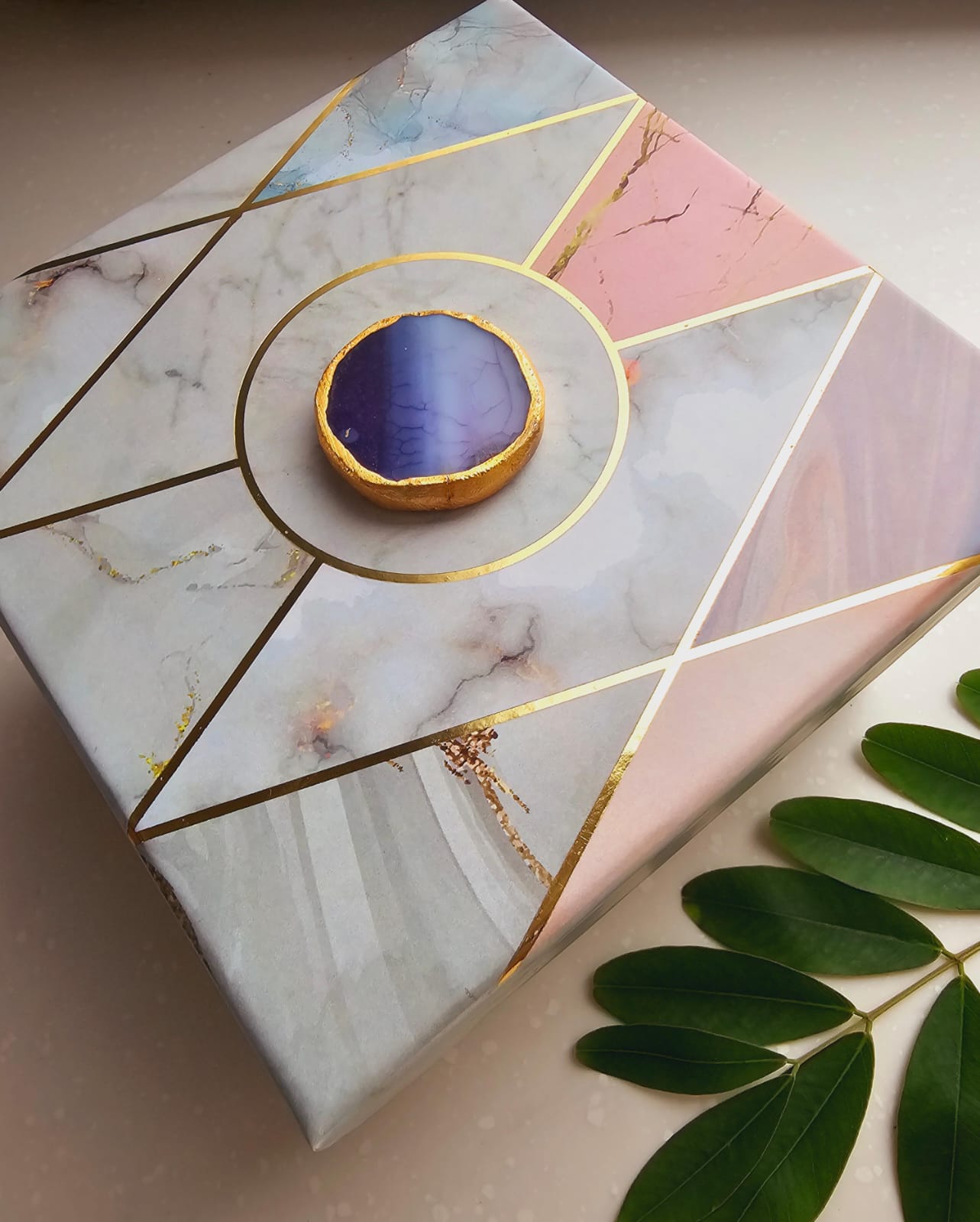 Marble Chowki × Metal Votive Candle - Image 3