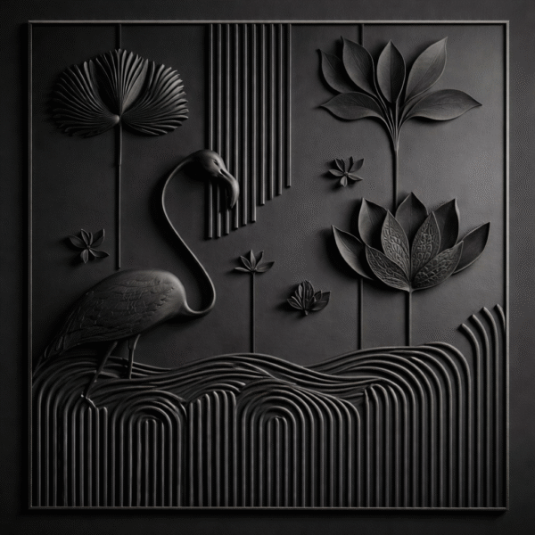Black Zen Garden Feature Wall