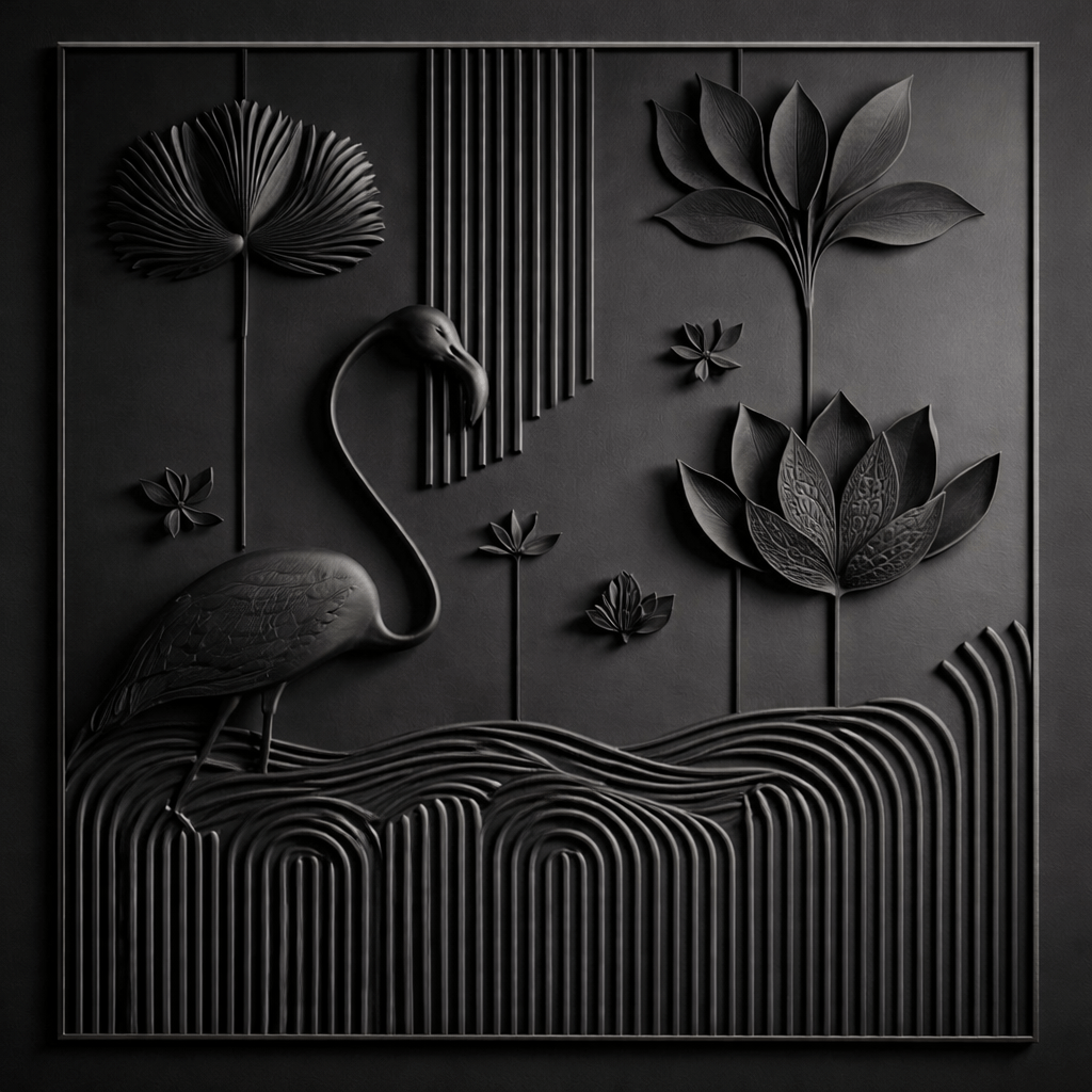 Black Zen Garden Feature Wall