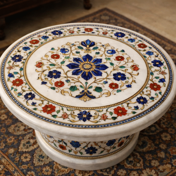 Luxury Marble Inlay Round Tea Table