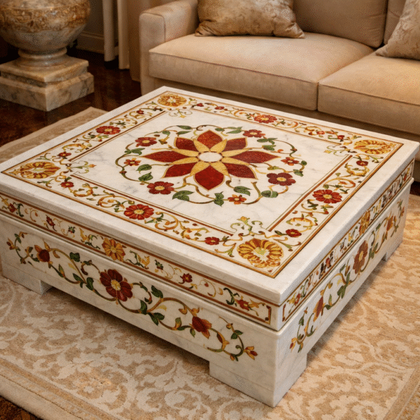 Luxury Marble Inlay Square Center Table