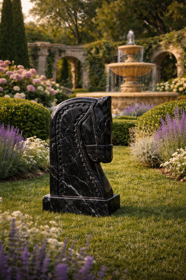 Black Marble Horse Head Sculpture