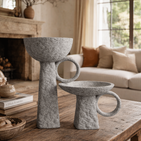 Modern Granite Pedestal Bowl Set