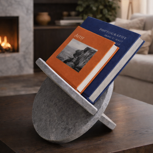 Modern Sculptural Stone Book Stand