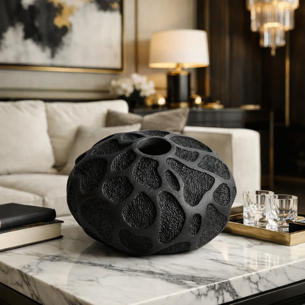 Obsidian Pebble Sculptural Vase