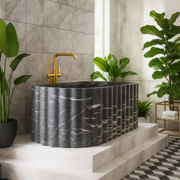 Obsidian Ripple Stone Bathtub