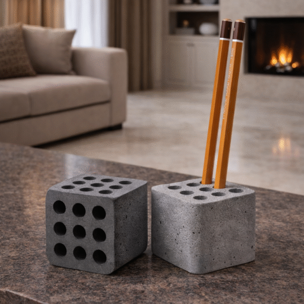 Urban Stone Cube Pencil Holder