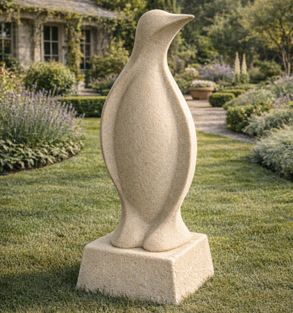 Elegant Sandstone Penguin Garden Statue