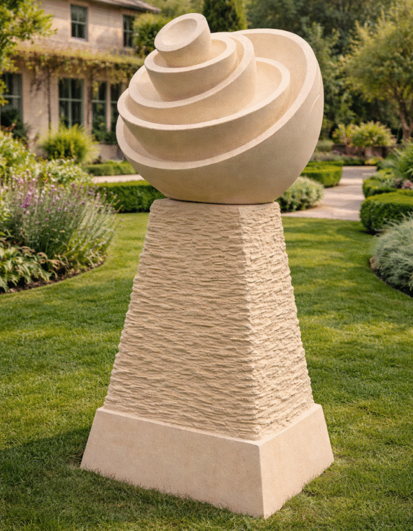 Ivory Spiral Stone Garden Sculpture