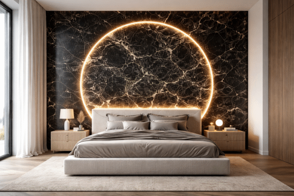Luminous Halo Marble Feature Wall Panel