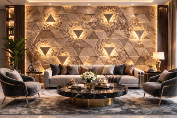 Luxury Geometric Sandstone 3D Wall Panel