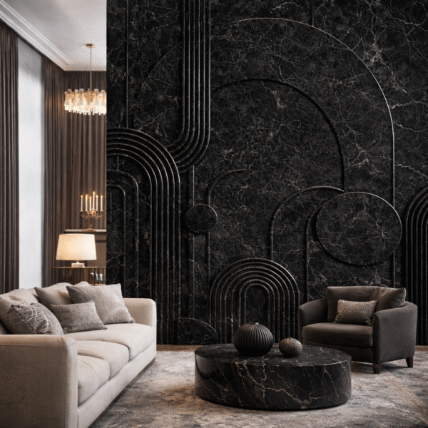 Midnight Arc Marble Wall Panel